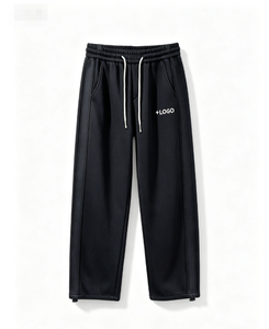 Pantalones deportivos de algodón para hombre, pantalones informales con cordón y cintura elástica, con bolsillos laterales, ropa de otoño en negro y gris - Product Image 3