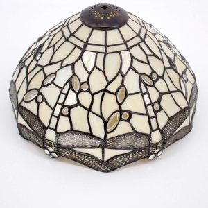 Lampada da Tavolo LED Stile <span class=keywords><strong>Tiffany</strong></span> 12x12x18 Pollici con Vetro Colorato Crema, Funzionamento Elettrico per Camera da Letto, Scrivania, Luce da Lettura e Decorazione - Product Image 5