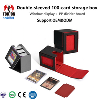 Boîte de rangement pour cartes de jeu Torson personnalisée, capacité 100+, boîte à cartes en cuir PU avec fenêtre, accessoires de jeu de société pour jeux de cartes TCG