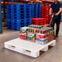 Palet de Plástico Apilable de 3 Niveles con Superficie de Rejilla para Almacenamiento en Almacén, Resistente, 1200x1000mm, para Montacargas, con Logotipo Personalizado, 4 Vías, 4T