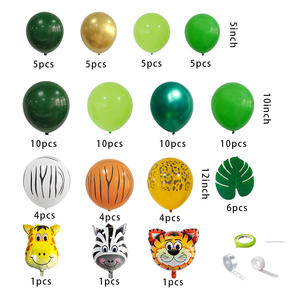 Ensemble de chaînes de ballons de décoration de fête sur le thème de la jungle, ballons vert foncé à motif d'animaux de dessin animé, décoration d'anniversaire forêt - Product Image 2