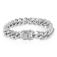 Chaîne de collier cubaine brillante en acier inoxydable couleur argent, étanche et inaltérable, style hip-hop, largeur de 6 mm à 22 mm