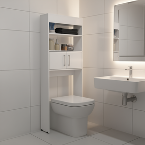 Meuble de rangement mural double porte pour salle de bain, 18 pouces, blanc, design minimaliste - Product Image 2