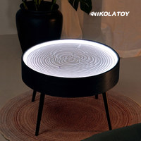 NIKOLATOY Table basse en bois massif pour peinture au sable, robot d'art en sable à composition automatique DIY, plateau de sable dynamique magnétique