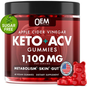 Gummies Keto ACV saveur cerise 1100mg OEM ODM, Gummies au vinaigre de cidre de pomme avec prébiotiques, extrait de grains de café vert et vitamine B - Product Image 1
