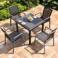 Table et chaises de patio extérieur, design minimaliste moderne, table en alliage d'aluminium imperméable, ensemble de salon mobile pour jardins et terrasses