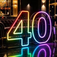 Chiffres et lettres géants lumineux à LED, enseigne néon RGB 3ft 4ft pour la décoration de fêtes d'anniversaire, mariages, événements et autres occasions.