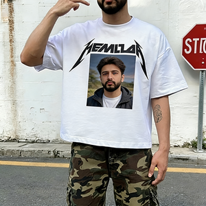 T-shirts en coton oversize pour hommes, collection Printemps 2026, coupe décontractée, imprimé numérique à motif unique, résistants aux plis et aux décolorations, style streetwear - Product Image 5