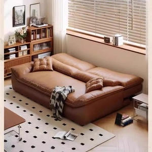 Canapé-<span class=keywords><strong>lit</strong></span> en cuir de luxe italien convertible fonction pliante chambre à coucher minimaliste moderne salon petite unité canapé de détente - Product Image 3