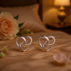 Orecchini a perno SACNOVS a forma di cuore in argento 925, design classico, unisex, per tutti i giorni - Product Image 2