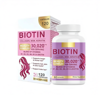 Capsules de complexe beauté à la biotine avec collagène, MSM et kératine pour les cheveux, la peau et les ongles, complément alimentaire non destiné aux femmes enceintes, 60 capsules