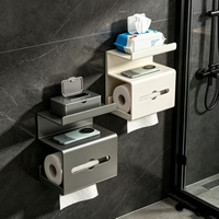Porte-papier toilette mural multifonctionnel en acier au carbone imperméable avec étagère pour téléphone, idéal pour la maison et l'hôtel