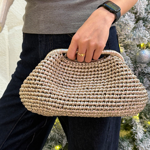 Borsa Clutch Artigianale Metallica di Alta Qualità per Donne, <span class=keywords><strong>Pochette</strong></span> da Sera per Matrimoni, Borsetta Piccola all'Uncinetto, Borsa da Spiaggia per Boutique - Product Image 3