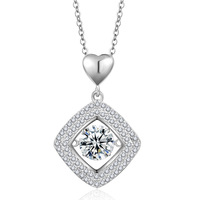 Collier pendentif carré en moissanite plaqué or rose sur chaîne O en argent S925 NOVA pour femmes, luxe léger