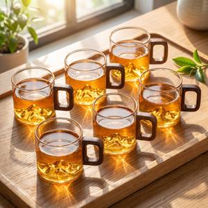 <span class=keywords><strong>Tasse</strong></span> à thé en verre borosilicate de 100 ml en forme de montagne avec poignée en bois, minimaliste, écologique, pour café, mini-<span class=keywords><strong>tasse</strong></span> de dégustation - Product Image 6