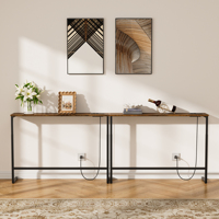 Table console robuste et réglable avec prises électriques UL et éclairage LED, vente en gros, table étroite pour derrière canapé, usine OEM