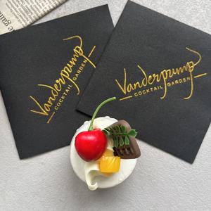 Servilletas de cóctel Airlaid negras de lámina dorada, servilletas de papel de lino de lujo de 10 "x 10", toallas suaves para cena, restaurante, fiesta de boda - Product Image 1