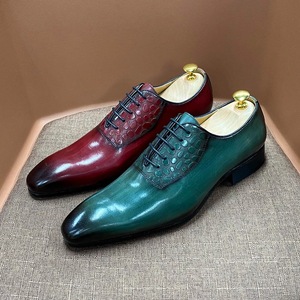 Customized men's shoes - genuine leather lace-up pointed-<b>toe</b> Oxford shoes, business casual shoes, wedding formal leather shoes - Product Image 1