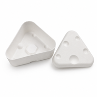 Support rigide triangulaire en pulpe moulée écologique de qualité supérieure, boîte à gobelets en papier recyclable avec couvercle pour boissons et produits laitiers