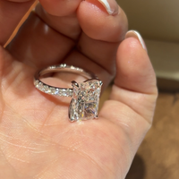 Bague en diamant de laboratoire taille Radiant 1-5 carats, or blanc 14K/18K, 4 griffes pavées, certifiée IGI, couleur D-G, pureté VVS1-VS2