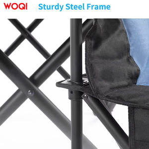 Fauteuil pliant d'extérieur Woqi, structure en aluminium, tissu Oxford bleu marine, pour jardin, camping, inclinable, avec porte-gobelet et rangement - Product Image 4