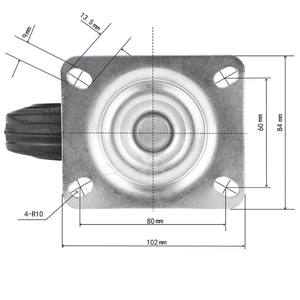 Zinc Plated Black Solid Rubber 3 3. 8 Inch Oil Proof Castor Rigid Swivel Wheel Locking Brake Trolley Cart Garbage Hospital - Product Image 6