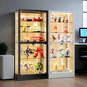 עיצוב בית מדפי צדי אחסון בית בר זכוכית ארונות תצוגה דמויות צעצוע תצוגה ותיקי תצוגה עם אור הוביל - Product Image 3