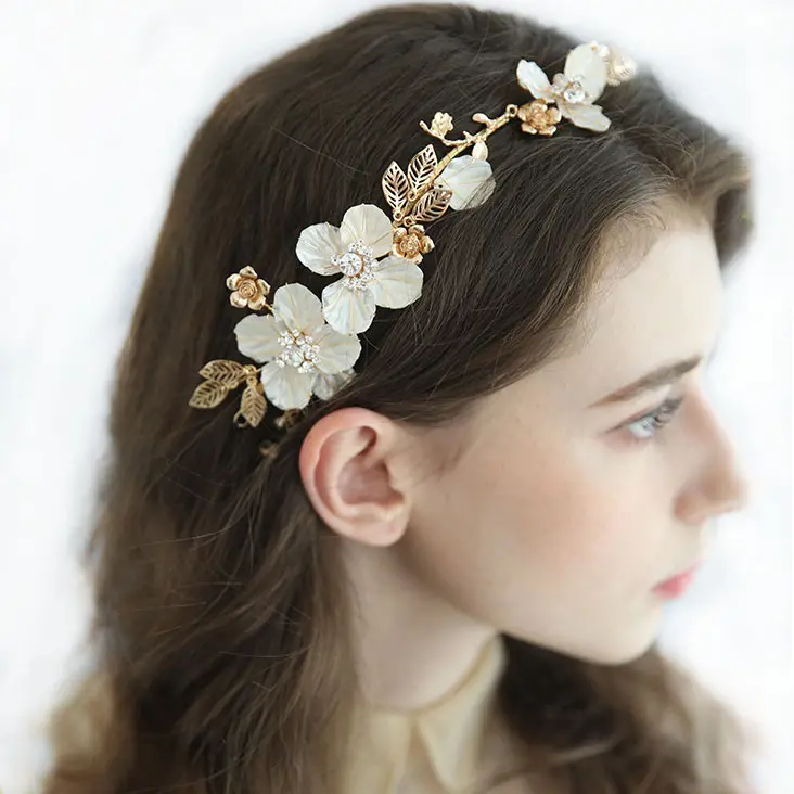 RE3798 Nieuwe Ontwerp Korea Japan Bruiloft Witte Bloem Bridal Hoofdband Bruiloft Hoofddeksel Prinses Tiara