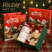 Coffret cadeau de Noël personnalisé avec gobelet, couverture, ours en peluche, panier cadeau de Noël pour événements d'entreprise, vente en gros