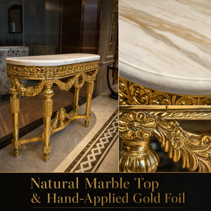 <span class=keywords><strong>Console</strong></span> en marbre <span class=keywords><strong>baroque</strong></span> <span class=keywords><strong>doré</strong></span> massif, sculptée en bois, style royal, pour entrée de villa - Product Image 3