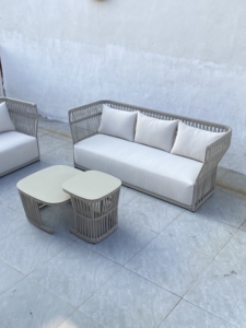 Heavy-Duty Outdoor Lounge Set, Anti-UV Olifen Rope Woven <b>Sofa</b>, Rust-Proof Aluminum <b>Frame</b> Balcony Furniture - Product Image 3
