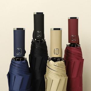 Parapluie d'affaires pour homme entièrement automatique, personnalisé avec logo couleur, résistant au vent, en polyester renforcé, style américain, vente en gros - Product Image 3