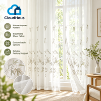Voilages blancs brodés économiques, aspect dentelle française, avec liens de fixation perlés pour la décoration intérieure de fenêtre de chambre moderne