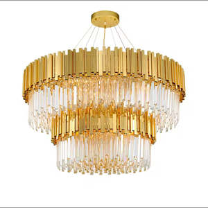 Lámpara colgante de techo de alta calidad, sala de estar, Villa, candelabro combinado de cristal de lujo dorado - Product Image 4