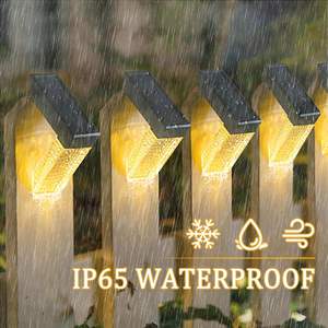 Наружный RGB светодиодный забор теплый белый Солнечный настенный светильник IP65 водонепроницаемый прочный шаг лампы для дома садовые колонны декоративная батарея - Product Image 4