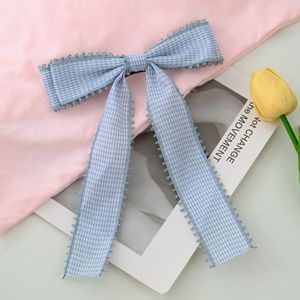 Sweet Bowknot Haars pangen Preppy Style Grid Bow Langes Band Haars pangen Mädchen Haarschmuck - Product Image 6