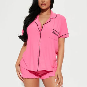 FACTORY CLEAR OUT STOCK EE. UU. EUR PIJAMA DE TALLA GRANDE PROVEEDOR LIQUIDADO NUEVO OFFICE MEZCLA DE COLORES CONJUNTO DE PANTALONES CORTOS DE PIJAMA DE ALGODÓN - Product Image 1