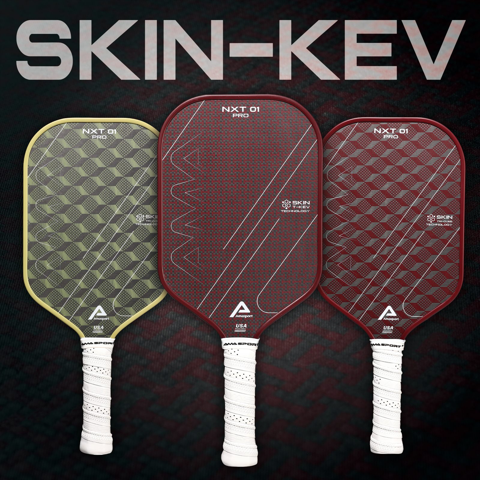 AMASPORT NXT 01 Pro ピックルボールラケット NXTPro-SKIN-Kev-Blue-PA015-Ama Sport