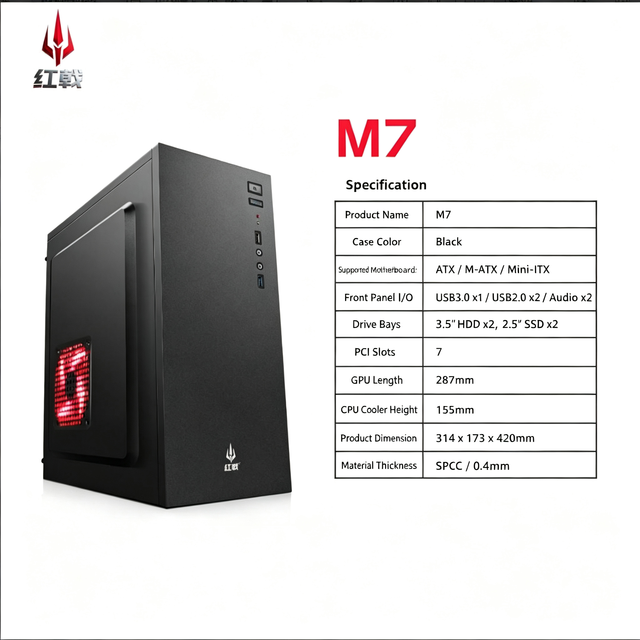 Compact Business Desktop PC Case M7 SPCC Acrylic Non-Transparent Side Panel Support ATX M-ATX Mini-ITX Motherboard Office Home