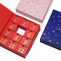 Calendrier de l'Avent transfrontalier à 12 compartiments, boîte surprise, papier spécial estampé, chocolat, anniversaire, Noël BG