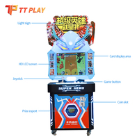 Machine de jeu d'arcade à monnayeur pour enfants, en métal, avec distribution de billets et de cartes Super Héros, pour centre de divertissement FEC