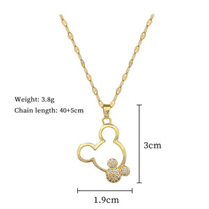 Collana pendente con ciondolo <span class=keywords><strong>topolino</strong></span> in oro alla moda con ciondolo per bambini gioielli moda donna catena in acciaio inossidabile collane raffinate - Product Image 3