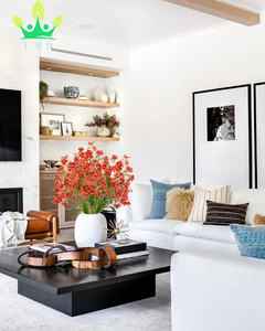 Fleurs artificielles de daphné, bouquet de fleurs de soie de printemps orange à longue tige pour arrangement floral, centre de table de fête de mariage - Product Image 5