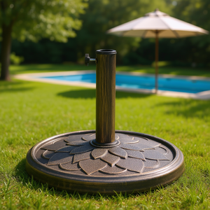 Base de support de parasol de patio, 26 lb, en résine bronze, résistante à l'eau, pour utilisation en extérieur au bord de la piscine - Product Image 2