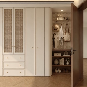 <span class=keywords><strong>Armadio</strong></span> Moderno in Stile Francese <span class=keywords><strong>con</strong></span> Pannelli in Legno, Mobile per Camera da Letto, Guardaroba <span class=keywords><strong>con</strong></span> Ripiani Rimovibili per Vino e Stoviglie, per Soggiorno - Product Image 4