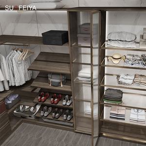 Sofeyia Système de poteau de meuble de chambre à coucher moderne de luxe <span class=keywords><strong>Placard</strong></span> en verre Portes ouvertes Armoire de plain-pied pour appartement hôtel <span class=keywords><strong>Dressing</strong></span> - Product Image 5