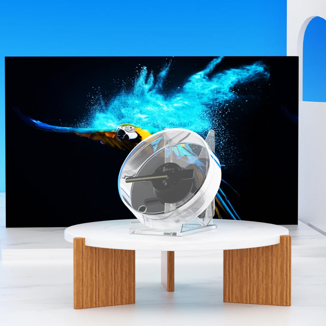 12CM Mini 3D LED Desktop Fan with Holographic Screen Projector Battery Operated Advertising Light Display Outdoor Use OEM Supply