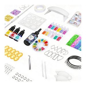 <b>Resin</b> Art Jewelry Kit Handmade DIY Crystal <b>Clear</b> UV LED Lamp Silicone Molds Glitter Foil Flowers Pendants Earrings Keychains - Product Image 1