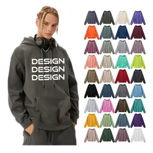 OEM ODM Mens 100% Algodão 500gsm Em Branco Oversized Hoodies Personalizado Puff Impressão Logotipo Plus Size Unisex Pullover Hoodie Para Homens