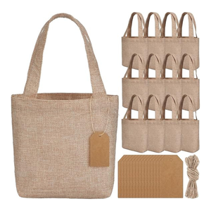 Plain Jute Tote Bags Set with Kraft <b>Tags</b> | Reusable Burlap Shopping Bags with Handles for <b>Gift</b> Packaging & Craft Use - Product Image 1
